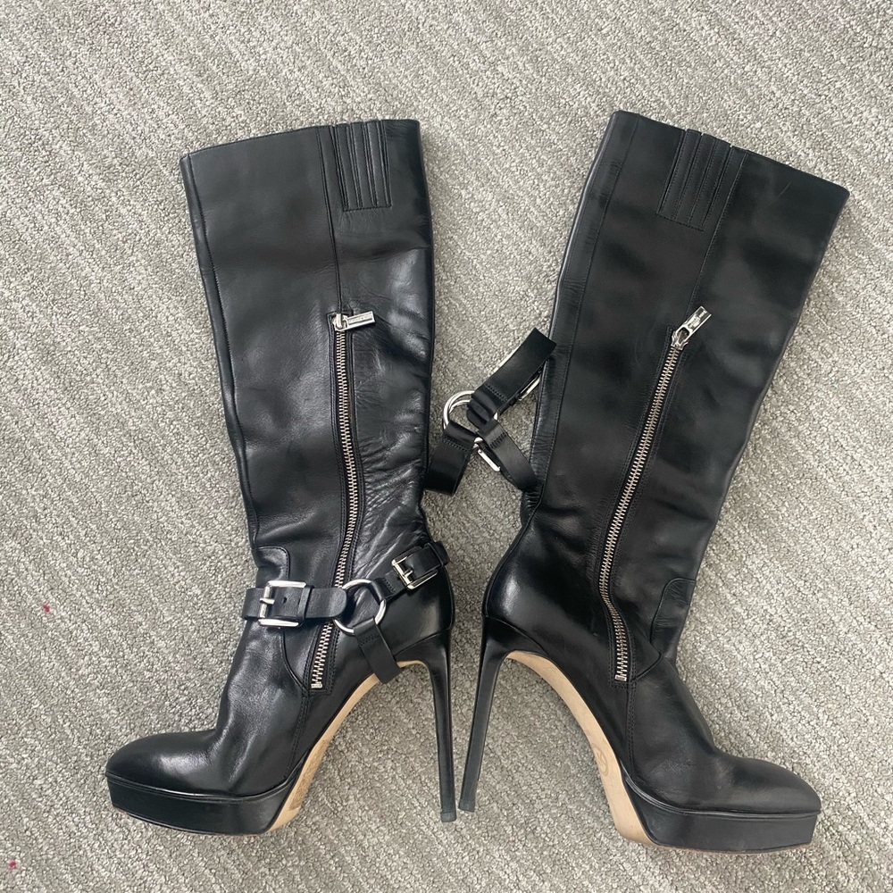 Knee High Michael Kors Black Leather Boots - Picture 4 of 7